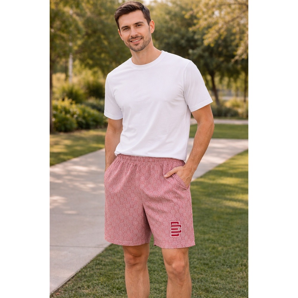 Eric Emanuel Basic Mesh Shorts Red White Monogram Print - XXXL